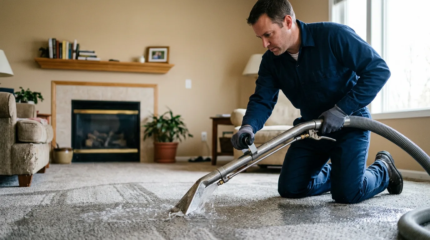 Water damage restoration technician working near Leesport, PA
